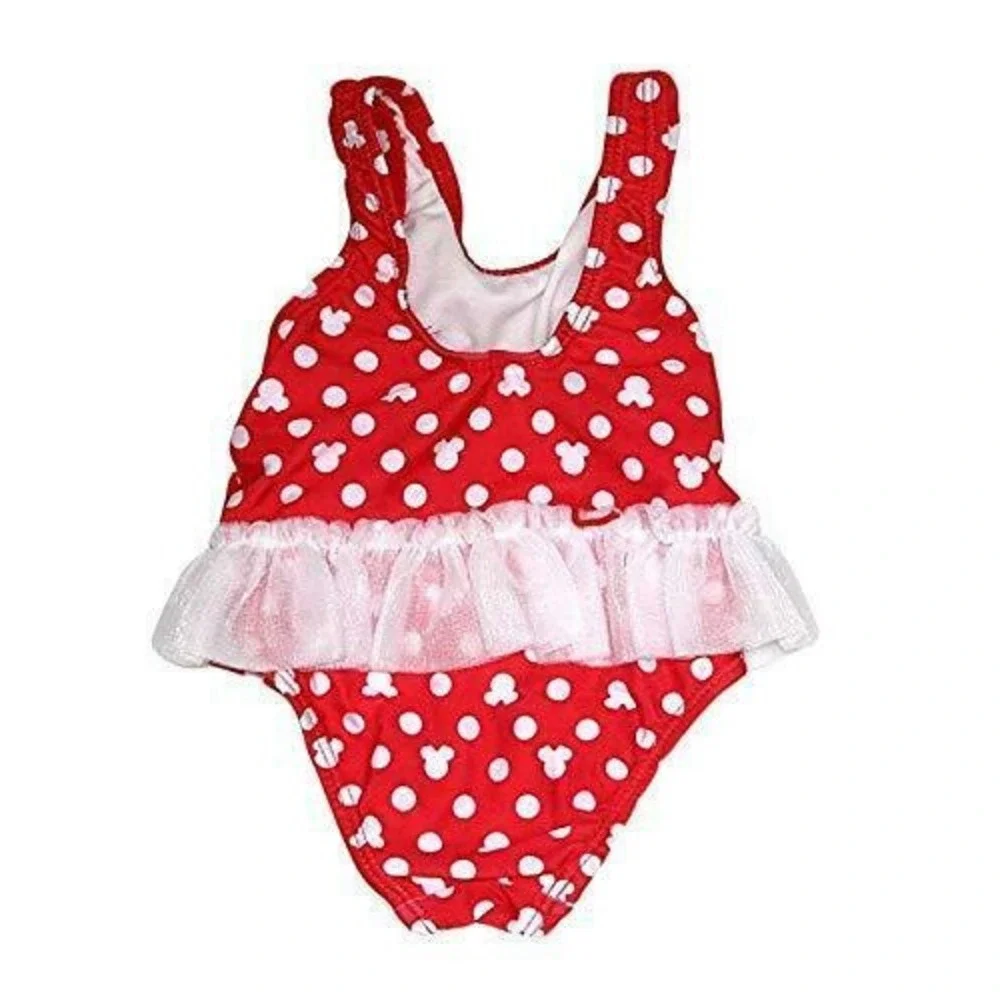 Minnie Mouse One Piece Swimsuit Girls 0-3 Months Polka Dot UPF 50+‎ Disney NEW